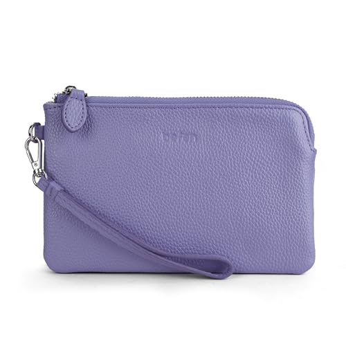 befen Clutch aus echtem Leder, kleine Geldbörse für Damen, mit Handgelenkschlaufe, Zartviolett, Utility von befen