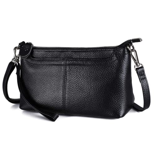 befen Crossbody Taschen für Frauen Leder Handgelenk Clutch Geldbörse Geldbörsen Kleine Umschlag Crossbody Umhängetasche Damen Handtaschen mit Schultergurt & Handschlaufe, Multi-Taschen-Schwarz, S, von befen