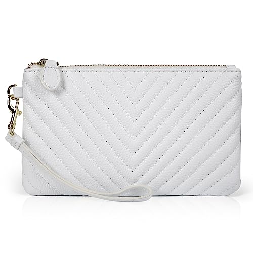 befen Damen-Leder-Handgelenk-Clutch, Handy-Geldbörse, Lammfell, gesteppt, Damen-Crossbody-Handtaschen mit Handgelenkschlaufe und Schultergurt, weiß, Clutch befen Damen-Leder-Handgelenk-Clutch, Handy-Geldbörse, Lammfell, gesteppt, Damen-Crossbody-Handtaschen mit Handgelenkschlaufe und Schultergurt, weiß, Clutch von befen