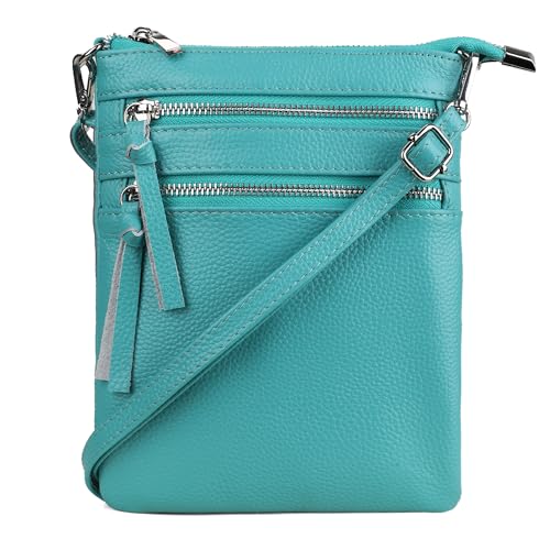 befen Damen-Umhängetaschen, echtes Leder, Schulterhandtaschen, funktional, mehrere Taschen, kleine Cross-Body-Tasche für Frauen, türkis, Utility von befen