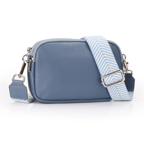 befen Umhängetasche aus echtem Leder, kleine Handtaschen für Damen, Umhängetasche, Blau - Air Force Blue, Westlich von befen