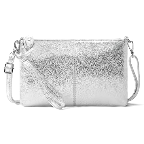 befen Echtleder Damen Umhängetasche Klein Clutch RFID-Blockierung Handtasche Damen Leder Crossbody Bag mit Reißverschluss und Schultergurt & Handgelenkband, Schwarz von befen