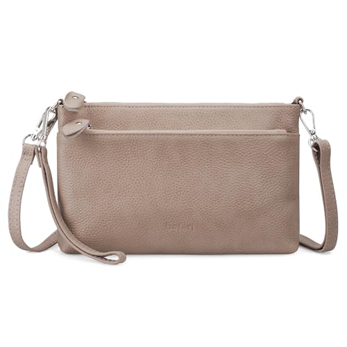 befen Echtleder Handtasche Damen Klein Clutch RFID-Blockierung Umhängetasche Leder Crossbody Bag Damen mit Handgelenkband & Verstellbar Schultergurt, Beige von befen