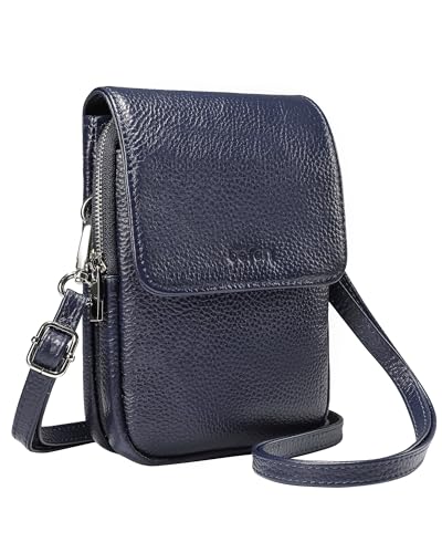 befen Echtleder Handytasche zum Umhängen, RFID-Blockierung Handy Umhängetasche Damen Leder, Handytasche mit Geldbörse zum Umhängen, Crossbody Bag mit Verstellbar Schultergurt, Blau von befen