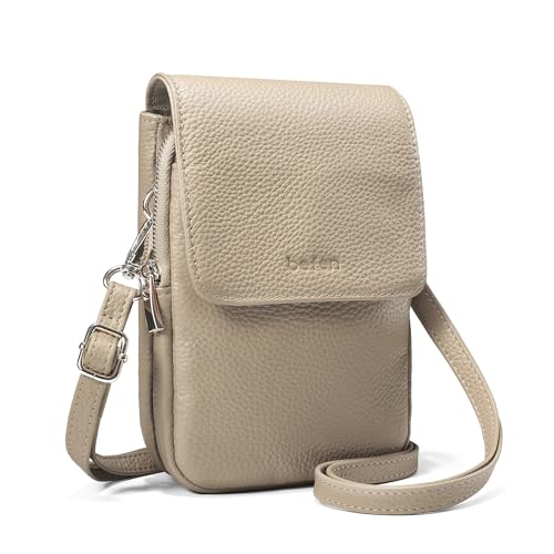befen Echtleder Handytasche zum Umhängen, RFID-Blockierung Handy Umhängetasche Damen Leder, Handytasche mit Geldbörse zum Umhängen, Crossbody Bag mit Verstellbar Schultergurt, Nackt von befen