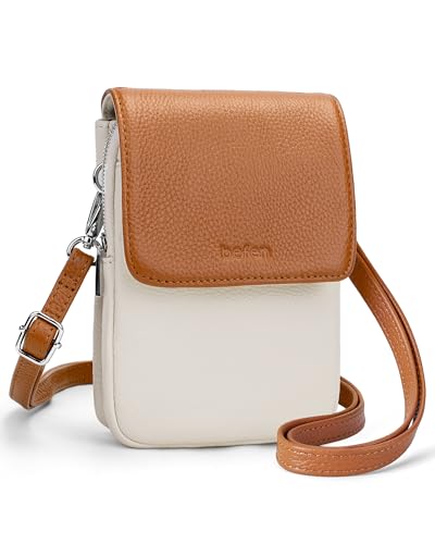 befen Echtleder Handytasche zum Umhängen, RFID-Blockierung Handy Umhängetasche Damen Leder, Handytasche mit Geldbörse zum Umhängen, Crossbody Bag mit Verstellbar Schultergurt von befen
