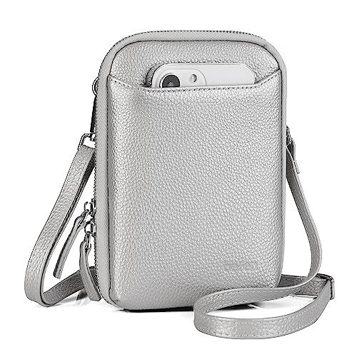 befen Handy Umhängetasche, Multifunktionale Handytasche mit Vielen Fächern und Kartenfächer Handytasche zum Umhängen Damen für Tägliches Arbeiten Einkaufen Reisen Phone 14 Pro, Silber von befen