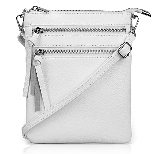befen Echtleder Umhängetasche Damen Klein Handtasche Leder Crossbody Bag mit 4 Fächern, Handytasche zum Unhängen Damen mit verstellbarem Schultergurt, Weiß befen Echtleder Umhängetasche Damen Klein Handtasche Leder Crossbody Bag mit 4 Fächern, Handytasche zum Unhängen Damen mit verstellbarem Schultergurt, Weiß von befen