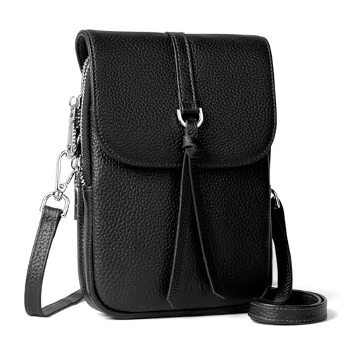 befen Echtleder Handytasche zum Umhängen Damen, RFID-Blockierung Handy Umhängetasche Damen Klein Handtasche Leder, Handytasche mit Geldbörse zum Umhängen, Crossbody Bag mit Verstellbar Schultergurt von befen
