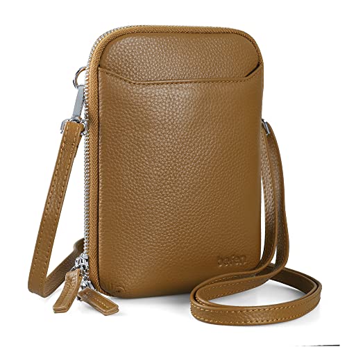 befen Kleine Umhängetasche für Damen, echtes Leder, Cross-Body-Handy-Geldbörse, Kartenhalter, Mini-Schultertaschen, Damen-Handtaschen mit langem Riemen, Braun【Echtes Leder + Schlüsselanhänger】, 8 von befen