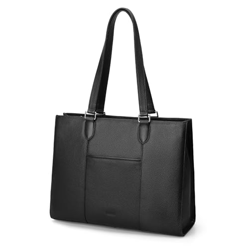 befen Laptop-Tragetasche aus echtem Leder, für Damen, für die Arbeit, Damen-Tragetasche, Umhängetasche, Schultertasche mit 39,6 cm (15,6 Zoll) Laptopfach, Schwarz von befen