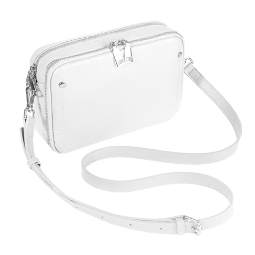 befen Umhängetasche aus echtem Leder, RFID-blockierend, kleine Umhängetasche für Damen, Handtaschen mit Kartenfächern, weiß von befen