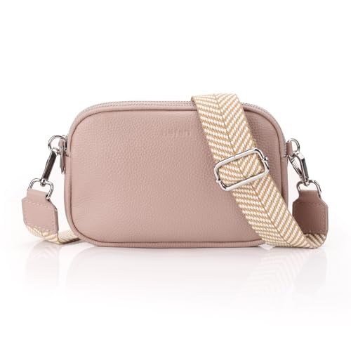 befen Umhängetasche aus echtem Leder, kleine Handtaschen für Damen, Umhängetasche, Nude Pink, Westlich von befen