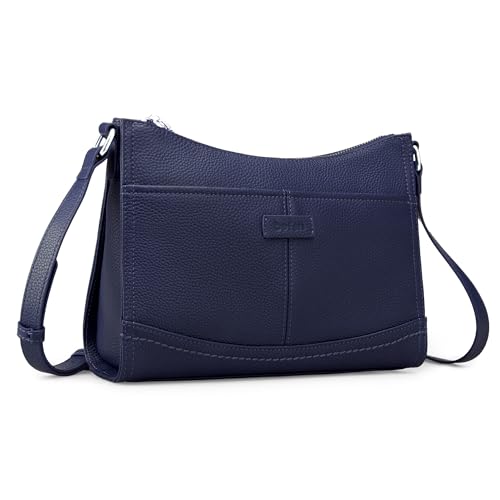 befen Umhängetasche aus echtem Leder für Damen, kleine Geldbörse mit integrierter RFID-blockierender Geldbörse, Anti-Diebstahl-Handtaschen, Marineblau, Umhängetasche von befen