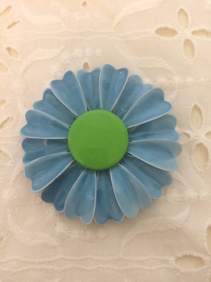 Retro Blau Und Grün Daisy Floral Brosche Pin von beffyfaye