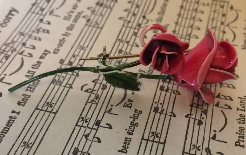 Vintage Rosa Florale Rose Brosche Pin von beffyfaye