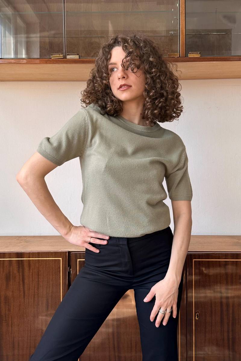 Vintage Burberrys Of London Kaschmir Top in Salbeigrün von begemotvintage