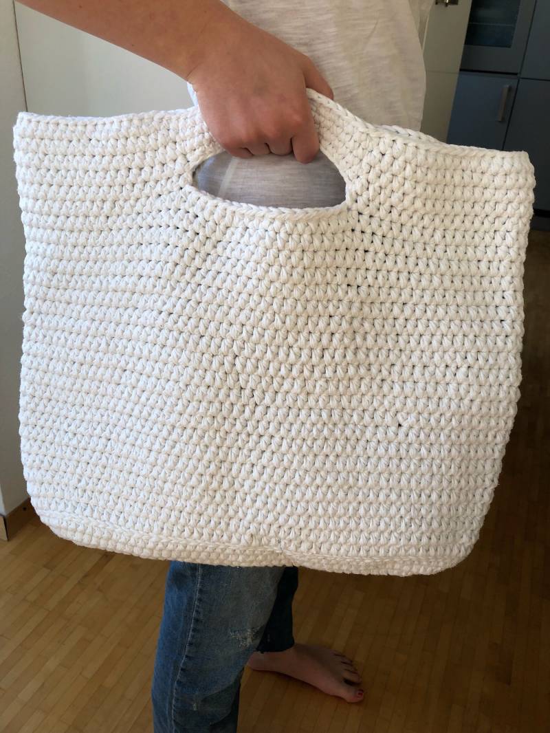 Tasche Shopper Beachbag Weiß Gestreiftes Stofffutter von beherzt