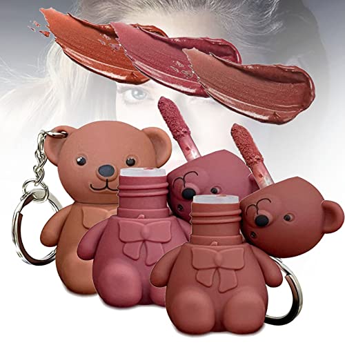 2 In 1 Key Chain Bear Lipstic, Keychain Bear Lipsticks, Long Lasting Lip Gloss Keychain, 2023 New Keychain Cute Bear Beauty Makeup (01+04+06) von behound