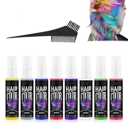 Botanical Temporary Bubble Dye Hair Color Spray, 7 Colors Halloween Temporary Hair Color Spray for Halloween Party Cosplay, Fast-Drying Washable Hair Dye Spray (6 Pcs All) von behound