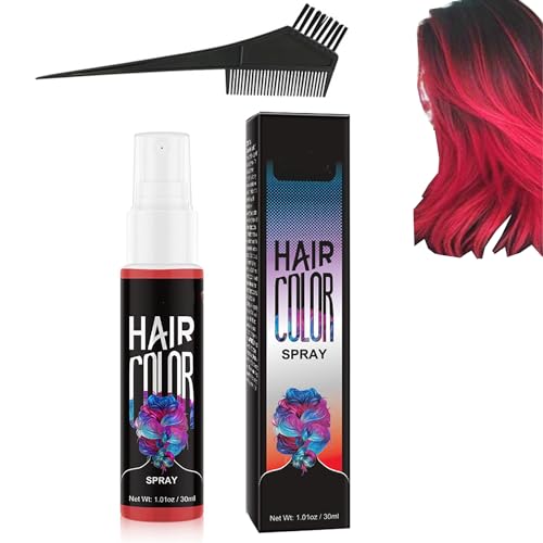 Botanical Temporary Bubble Dye Hair Color Spray, 7 Colors Halloween Temporary Hair Color Spray for Halloween Party Cosplay, Fast-Drying Washable Hair Dye Spray (Red) von behound