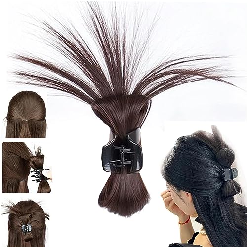 Chicken Coop Meatball Hair Scratch, Girl Chicken Nest Fluffy Hair Volume with Wig, Fashion Meatball Head Wig Clips Hair Clamps (Dark Brown) von behound