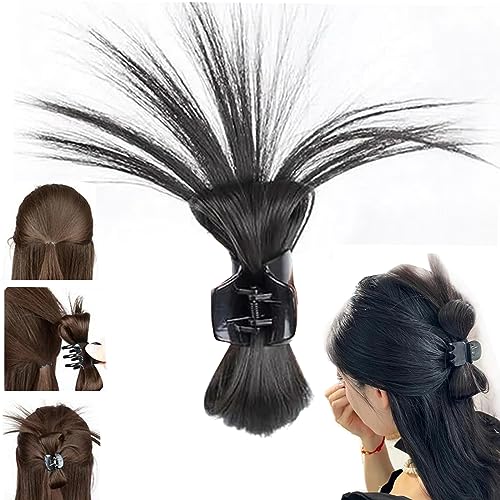 Chicken Coop Meatball Hair Scratch, Girl Chicken Nest Fluffy Hair Volume with Wig, Fashion Meatball Head Wig Clips Hair Clamps (Natural Black) von behound