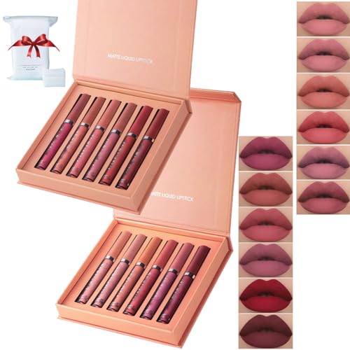 Havenlyn The Everlasting Liquid Lipstick Matte Set of 6, Highly Pigmented Lipstick Matte Long Lasting Smudge-proof Non-stick Cup, Everlasting Liquid Lipstick Gift Set for Women (Both Sets) von behound