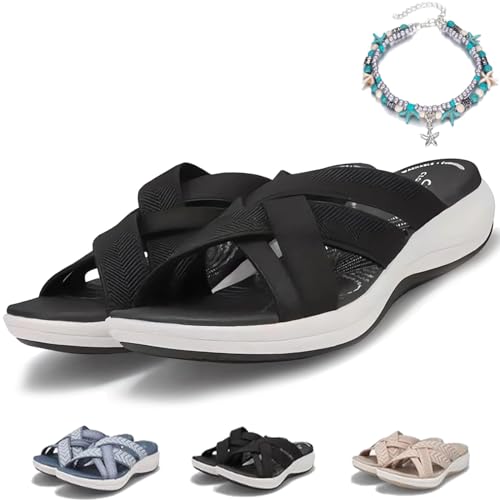 behound Cloudies Sport Slide Sandals,Orthotic Sandal for Women with Arch Support Comfortable Recovery Orthopedic (Black,40) von behound