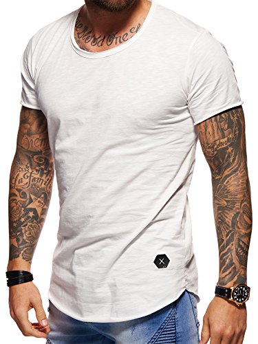 behype. Herren Oversize Kurzarm Basic T-Shirt Rundhals O-Neck 20-1730 Weiß XL von behype.
