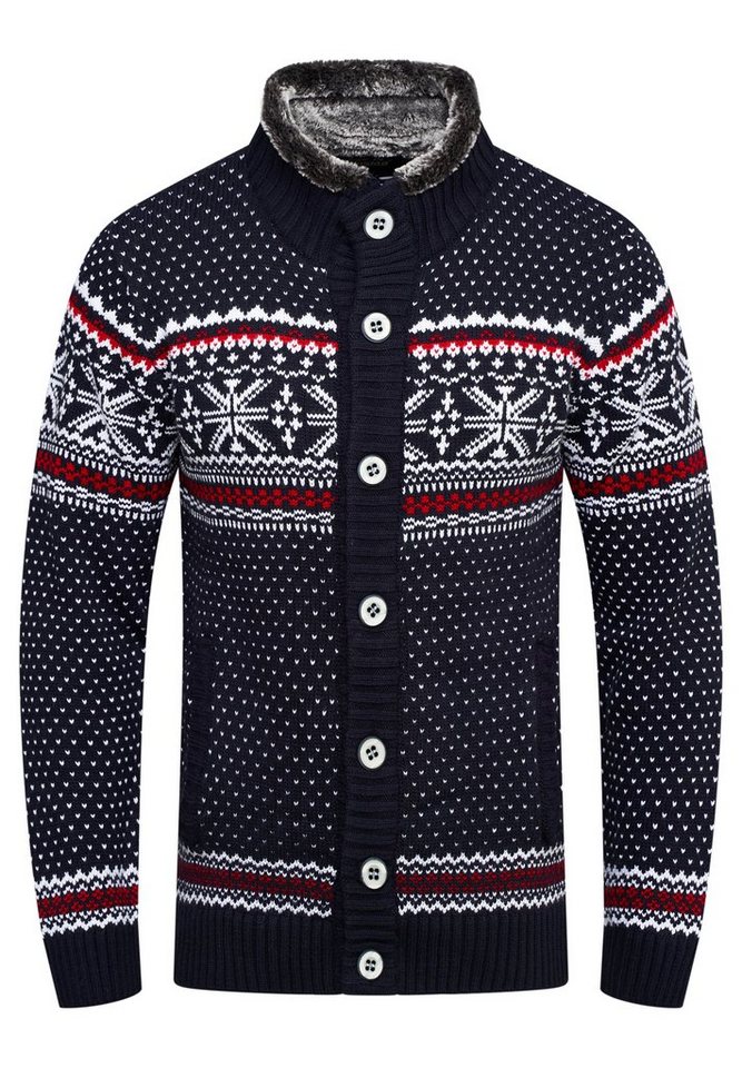 behype Cardigan BKIANA Strickjacke Grobstrick Norweger-Muster Strickpullover von behype