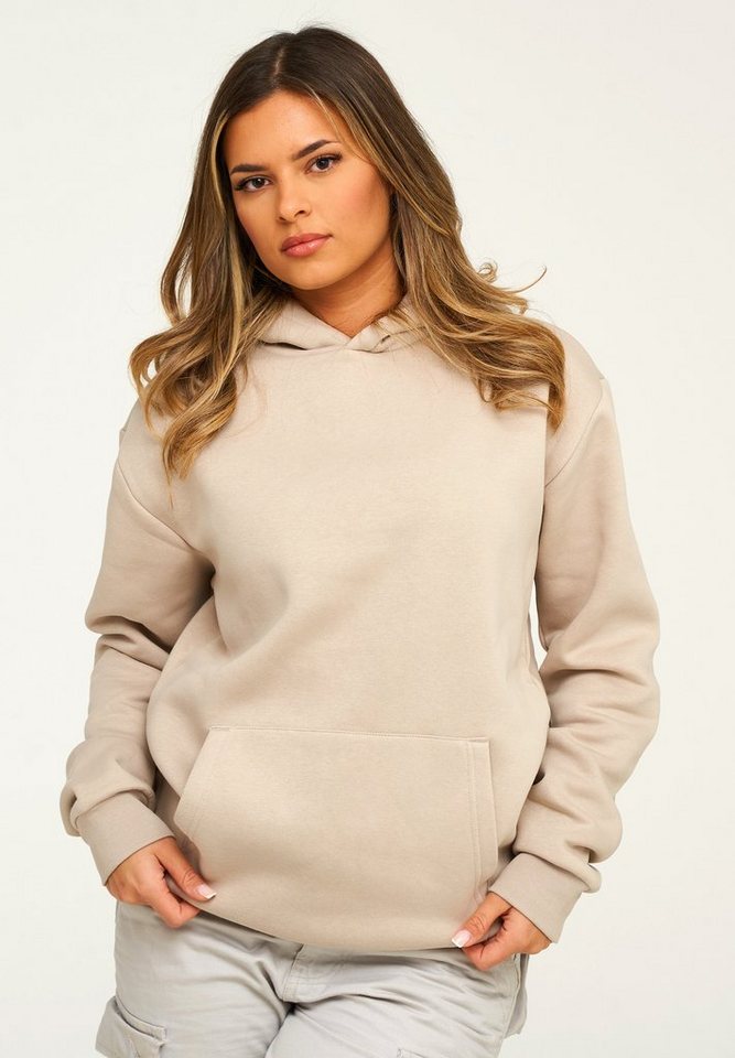 behype Hoodie BHPERTH Damen Basic Oversized Kapuzensweatshirt Raglan Kapuzenpullover Sweater von behype