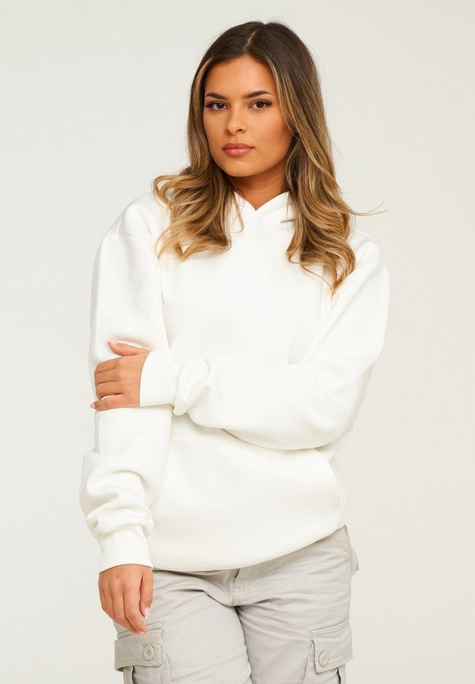 behype Hoodie BHPERTH Damen Basic Oversized Kapuzensweatshirt Raglan Kapuzenpullover Sweater von behype