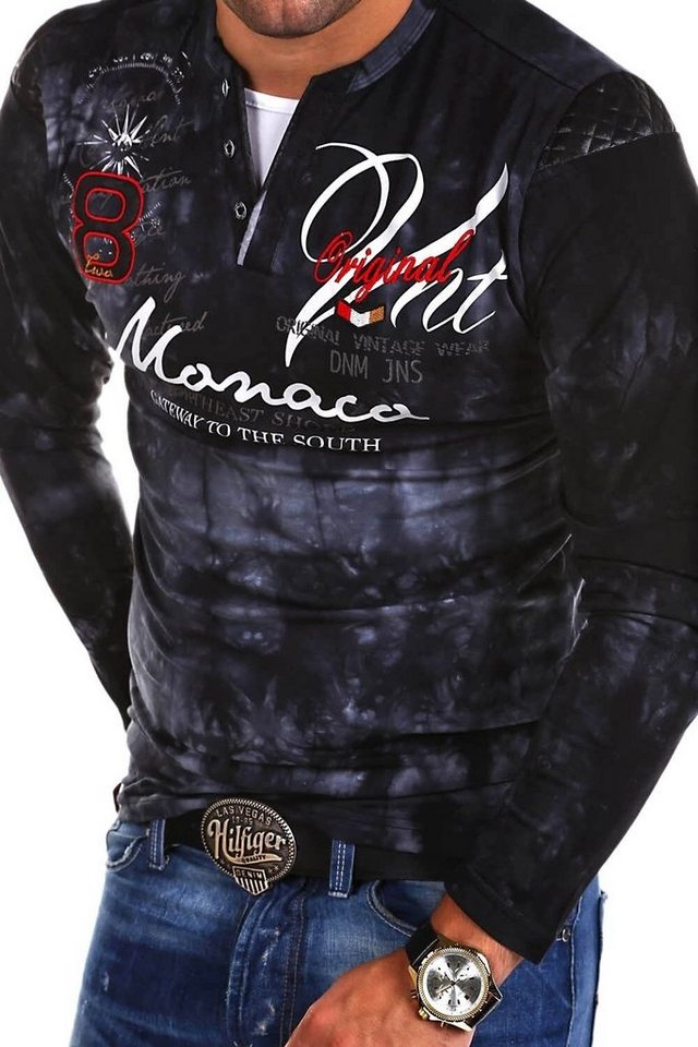 behype Langarmshirt P-Monaco mit Stickereien und Prints von behype