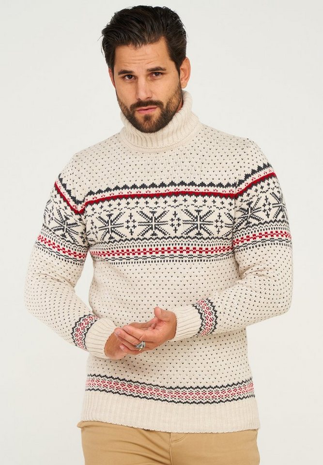 behype Rollkragenpullover BHSALCHA Winter-Grobstrick Pullover Weihnachts-Strickpullover von behype