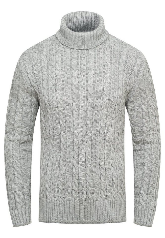behype Rollkragenpullover BSLANA Grobstrick Zopf-Muster Winterpullover Strickpullover von behype