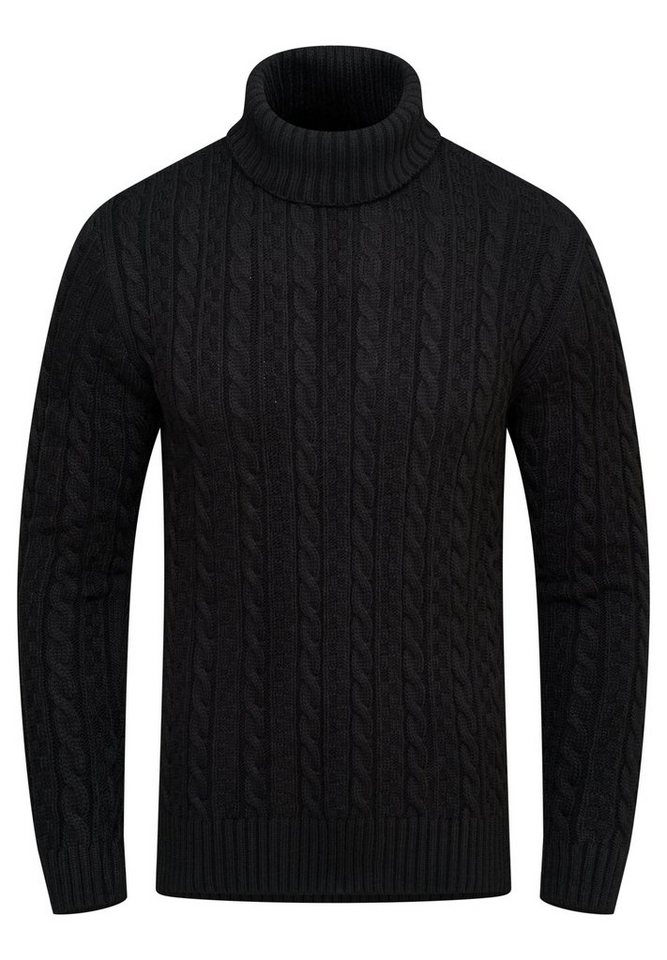 behype Rollkragenpullover BSLANA Grobstrick Zopf-Muster Winterpullover Strickpullover von behype