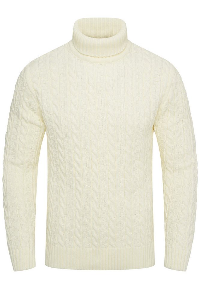 behype Rollkragenpullover BSLANA Grobstrick Zopf-Muster Winterpullover Strickpullover von behype