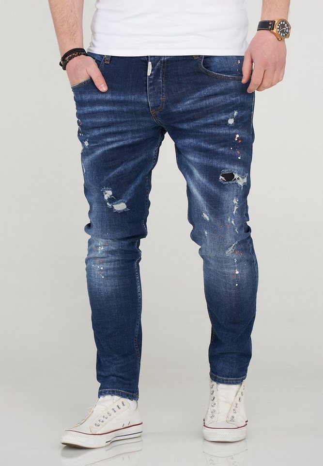 behype Slim-fit-Jeans ELEAN mit lässigen Used-Elementen von behype