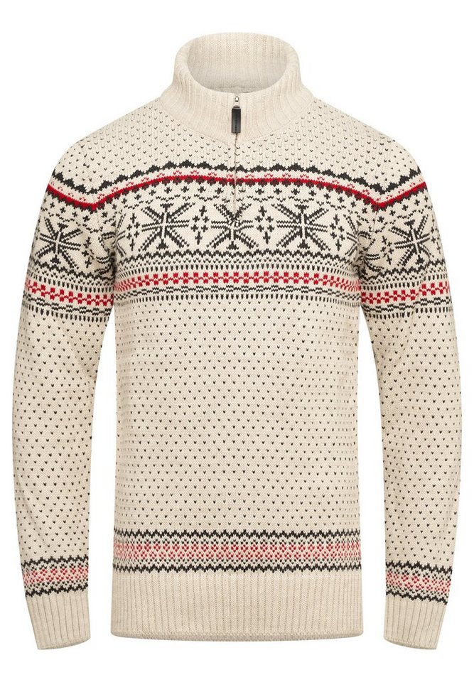 behype Strickpullover BHGALENA Grobstrick Norweger-Muster Troyer von behype