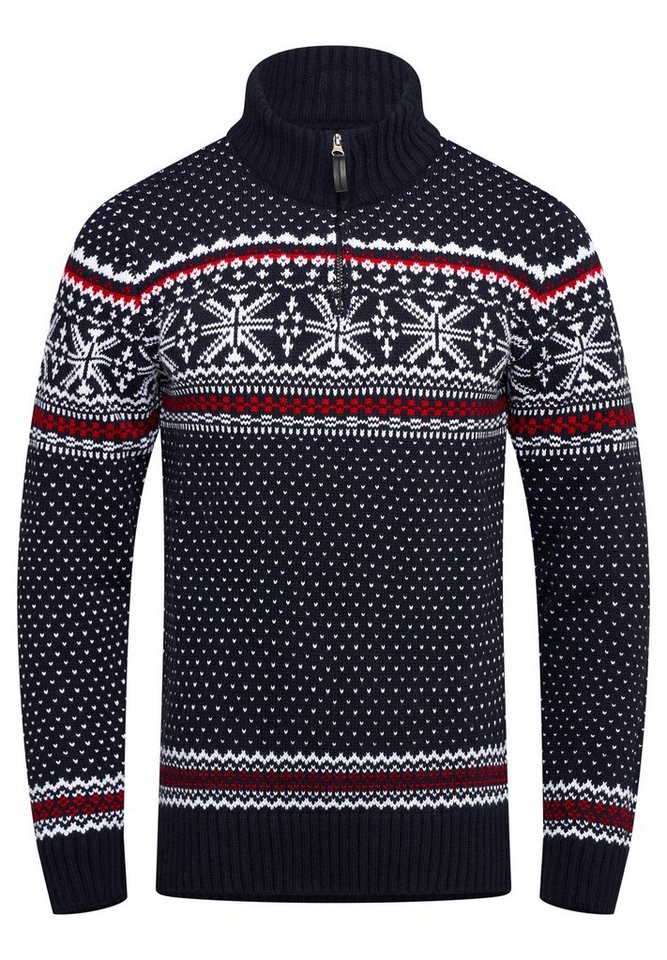 behype Strickpullover BHGALENA Grobstrick Norweger-Muster Troyer von behype