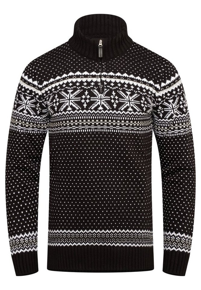 behype Strickpullover BHGALENA Grobstrick Norweger-Muster Troyer von behype