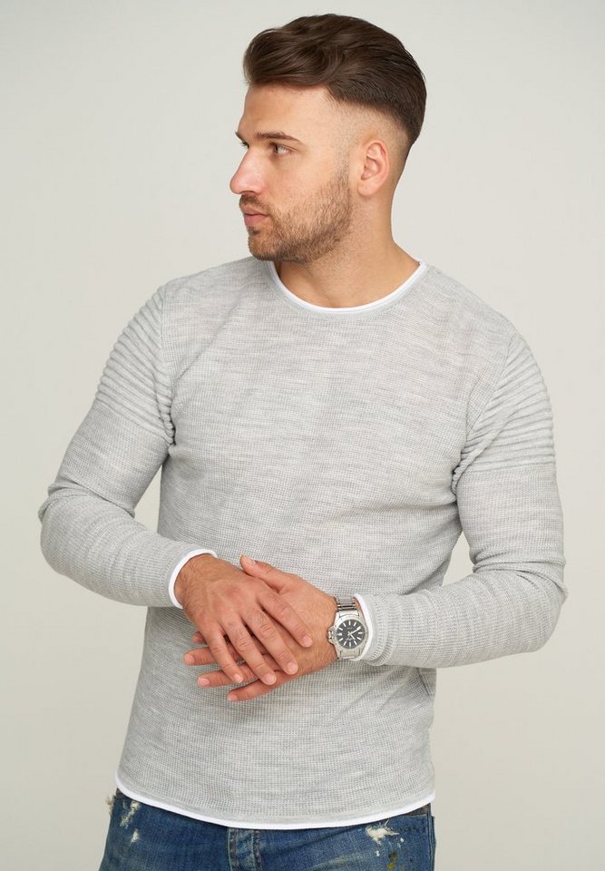 behype Strickpullover MKLAYER57 in trendiger Layer-Optik von behype