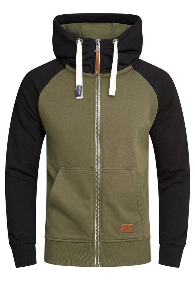 behype Kapuzensweatjacke BHDISUK Herren Kapuzenpullover Hoodie Pullover Sweatshirt im Color-Block Stil von behype