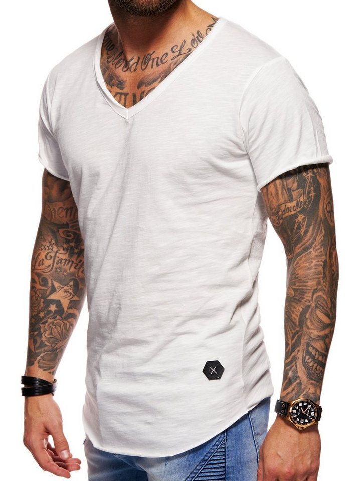 behype T-Shirt für Herren mit V-Ausschnitt aus 100% Baumwolle V-Neck Shirt Kurzarmshirt für Männer von behype