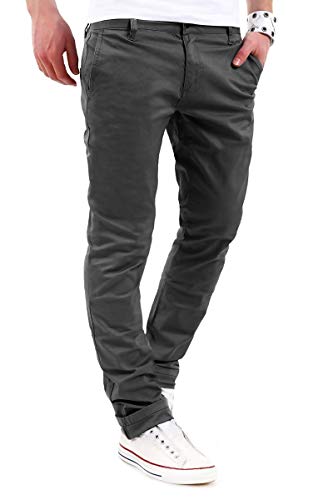 behype. Herren Basic Chino Jeans-Hose Stretch Regular Slim-Fit 80-0310,Dunkelgrau,30W / 30L von behype.