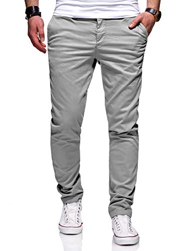 behype. Herren Basic Chino Jeans-Hose Stretch Regular Slim-Fit 80-0310,Hellgrau,29W / 32L von behype.