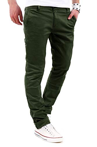 behype. Herren Basic Chino Jeans-Hose Stretch Regular Slim-Fit 80-0310,Khaki,34W / 34L von behype.