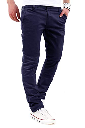 behype. Herren Basic Chino Jeans-Hose Stretch Regular Slim-Fit 80-0310,Marine,32W / 30L von behype.