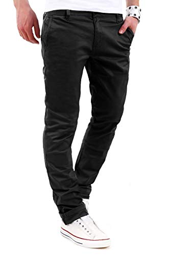 behype. Herren Basic Chino Jeans-Hose Stretch Regular Slim-Fit 80-0310,Schwarz,29W / 32L von behype.